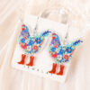 Wholesale Double sided Independence Day Boots Chicken Acrylic Earrings