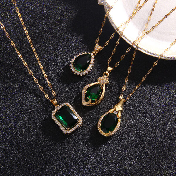 Wholesale Titanium steel necklace female zircon water drop pendant niche design jewelry