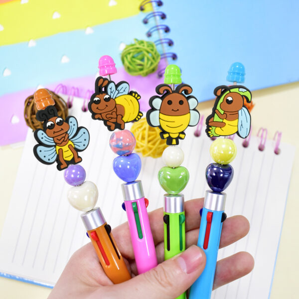 Wholesale Random 100pcs Cartoon Bee Series Ballpoint Pen Bead Accessories DIY Soft PVC Loose Beads