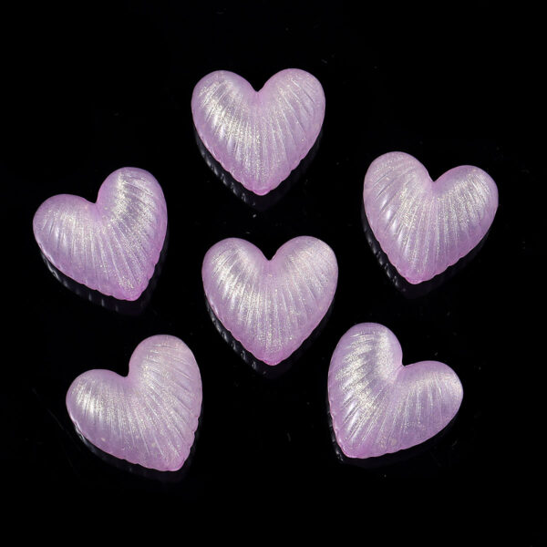 Wholesale 20pcs luminous colored striped heart-shaped acrylic beads