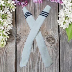 White black pole thigh knee-hugging long socks (pair) 600902
