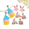 Wholesale Easter Tassel Oil Dripping Rabbit Letter Earrings