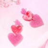 Wholesale Valentine's Day Heart-Shaped Stud Earrings with Simple Three-Link Drop Earrings