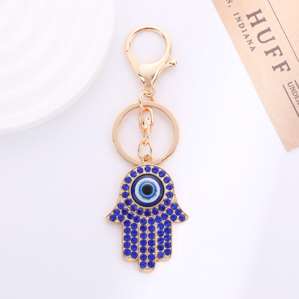 Wholesale Palm Devil's Eye with Water Diamond Metal Keychain