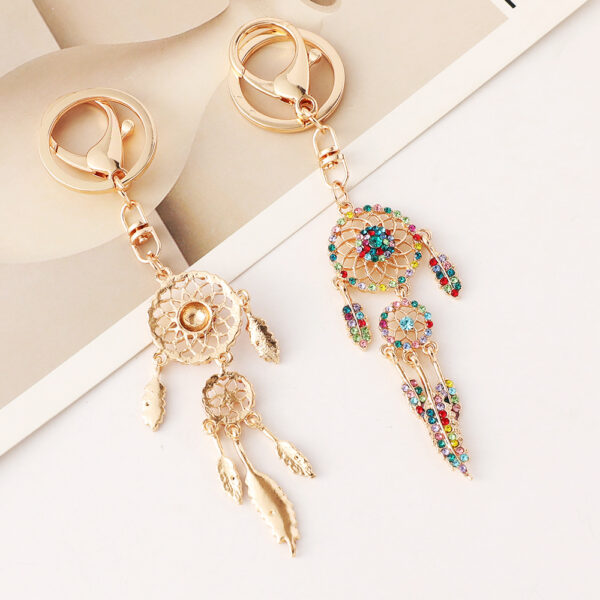 O1CN01wvKS1k2A5DMqQfOhV_1874418151-0-cib Wholesale Rose gold rhinestone tassel feather dreamcatcher design keychain