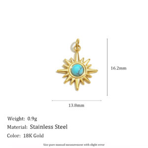 Eight-pointed star turquoise pendant-gold
