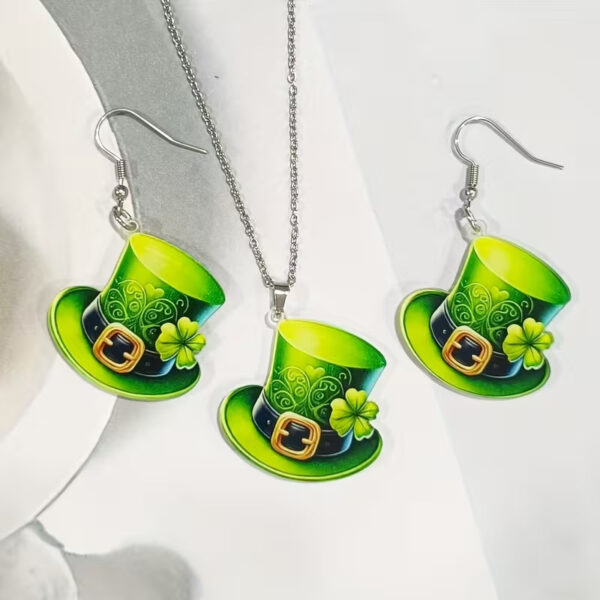 Wholesale St. Patrick's Day green magic hat acrylic earrings