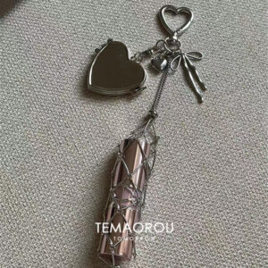 Heart-shaped silver mesh bag pendant