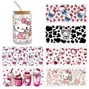 Hello Kitty series transparent crystal water cup waterproof sticker suit (6 pieces/set)-5