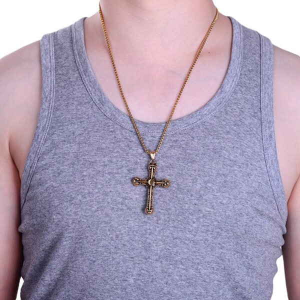 Wholesale Titanium Steel Gold and Silver Cross Necklace