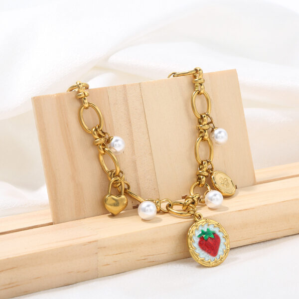 Wholesale Sweet and Cool Strawberry Pearl Cross Love Star Bracelet