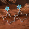 Wholesale Western style floral turquoise inlaid earrings