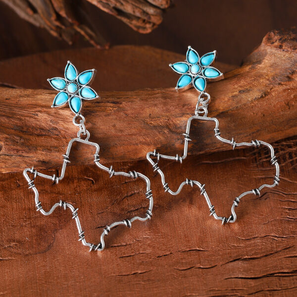 Wholesale Western style floral turquoise inlaid earrings