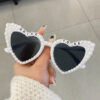 Wholesale New bridal sunglasses styling glasses with rhinestone bride letters pearl heart female wedding party sunglasses