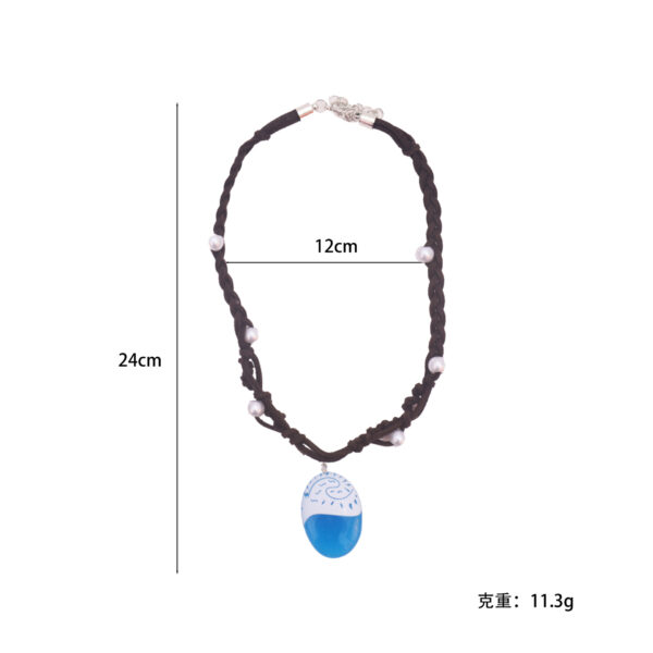 Wholesale Ocean Geometric Hollow Knot Blue Pendant Necklace