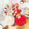 Wholesale Cartoon Sanrio Doll Fur Ball Keychain School Bag Kuromi Fur Ball Key Chain Buckle Bestie Car Pendant