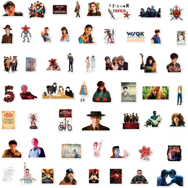 Wholesale 54pcs Red Scary Cartoon Character Flowers Waterproof Vinyl Stickers