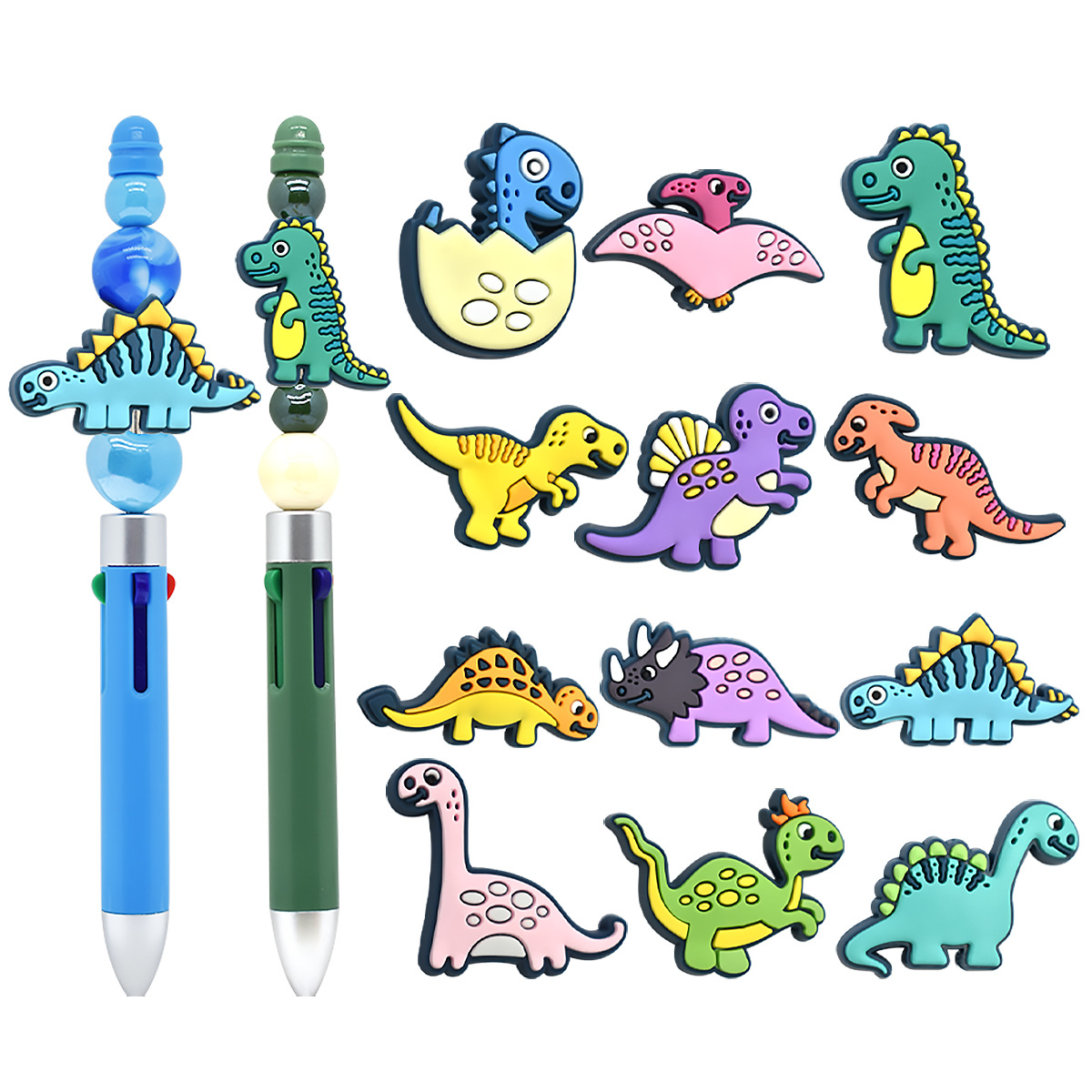 Wholesale Cute Dinosaur Series PVC Soft Glue Thick Patch Beads