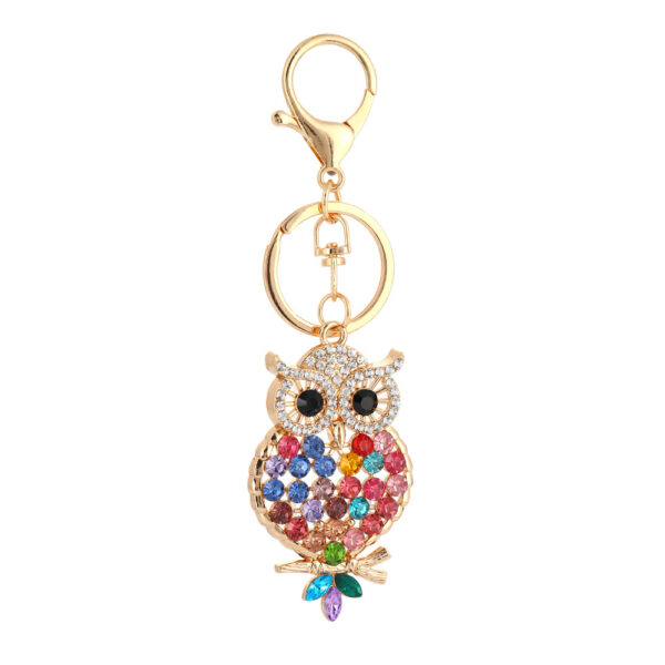 O1CN01x55wFv2Cv5PZ1DXNh_2218609358535-0-cib Wholesale Colorful cartoon diamond studded owl metal keychain