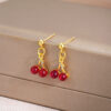Wholesale Diamond studded red cherry earrings