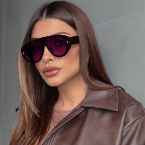 Wholesale Sunglasses for Men with European and American Style Large Frame Burgundy Sunglasses for Women