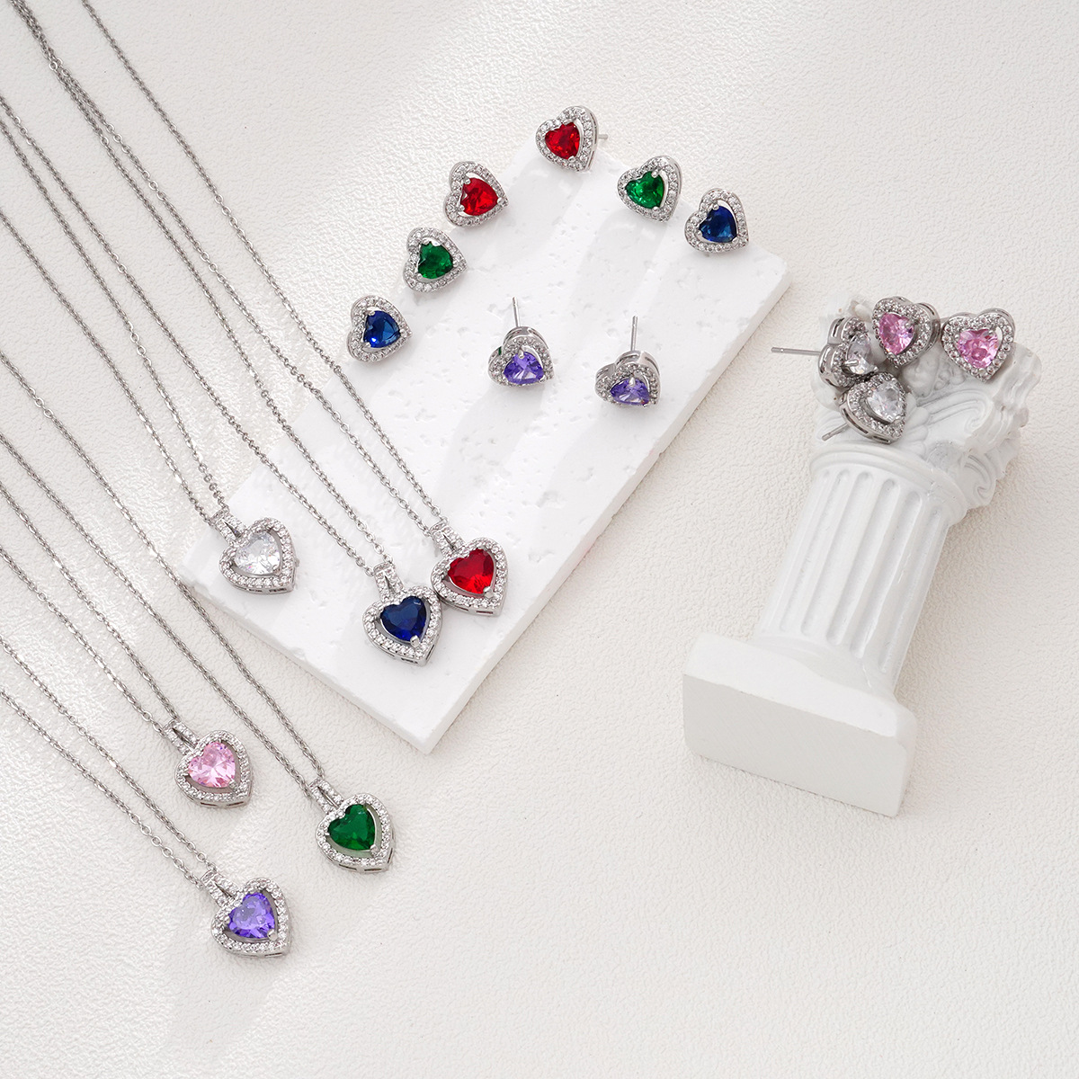 Wholesale suit inlaid zircon cross-border love necklace women's peach heart jewelry