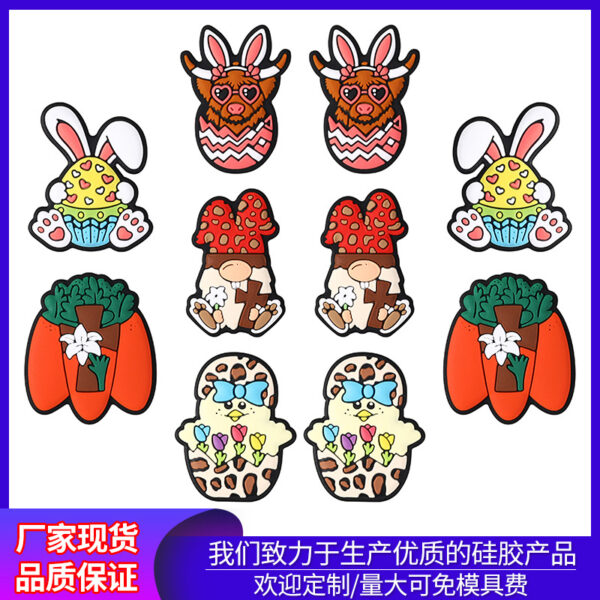 Wholesale drop beads Easter cartoon rabbit silicone beads DIY jewelry string pen