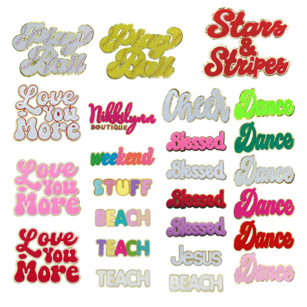 Wholesale Conjoined letters in color embroidery DIY Patches