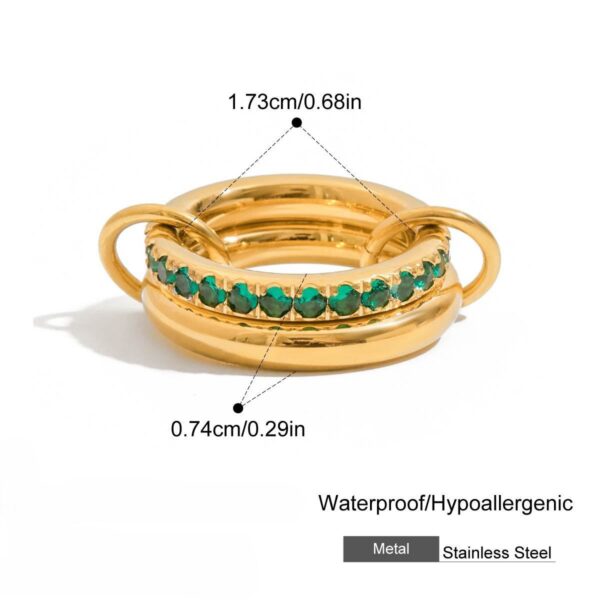 Wholesale Zircon titanium steel multi-layer layered ring