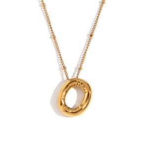 Party Balloon Letter Pendant Necklace-Gold-O