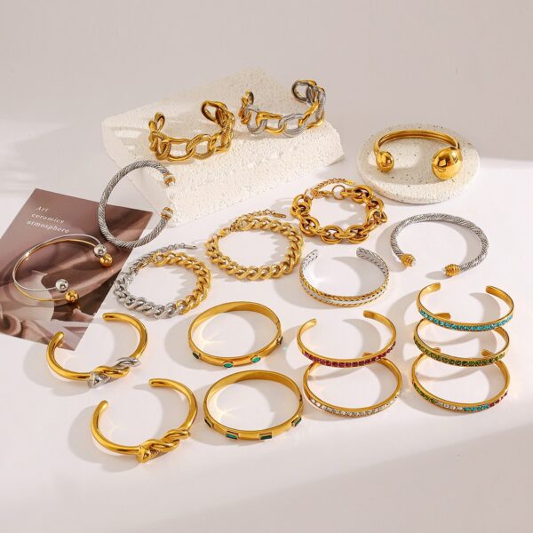 Wholesale Stainless Steel Titanium Steel Bracelet Non-Fading Oval Colorful Irregular Shape