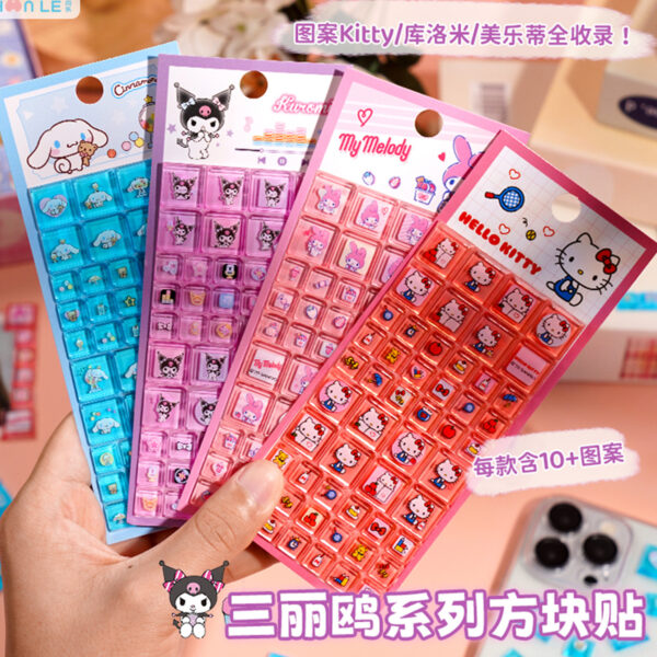 Wholesale Sanrio Chloe My Melody 3D Crystal Relief Square Stickers for Kids and Girls - Guka Decorative Stickers