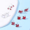 Wholesale New Canadian Flag Earrings Zinc Alloy Dripping Oil Red Maple Leaf Earrings