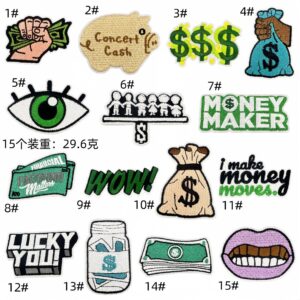 Money cloth patch set 15 pieces