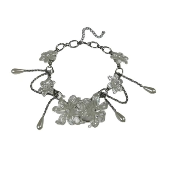 Wholesale White flower pearl circular multi-layered necklace