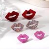 Wholesale red sequined red lip acrylic earrings female jewelry