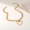 Wholesale Asymmetrical Heart-Shaped Stainless Steel Necklace