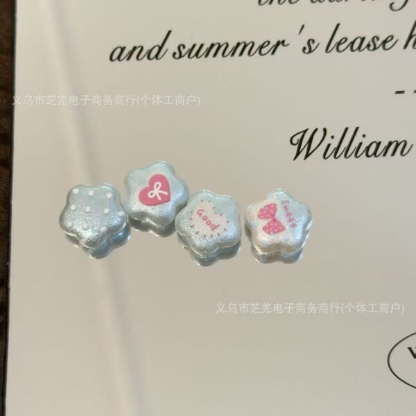 Wholesale 10pcs embossed bow heart-shaped flower acrylic beads