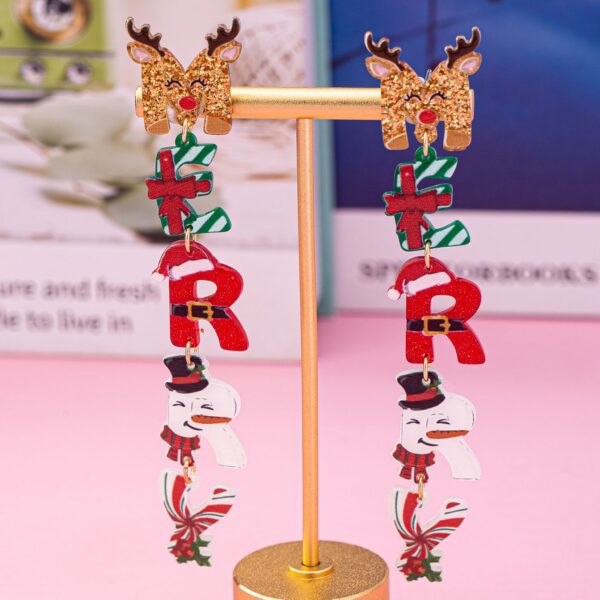 Wholesale Cartoon colored letters Christmas Acrylic Earrings