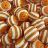 Wholesale 5pcs 20MM Resin Stripe Beads DIY Orange Stripe Resin Beads