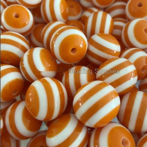 Wholesale 5pcs 20MM Resin Stripe Beads DIY Orange Stripe Resin Beads