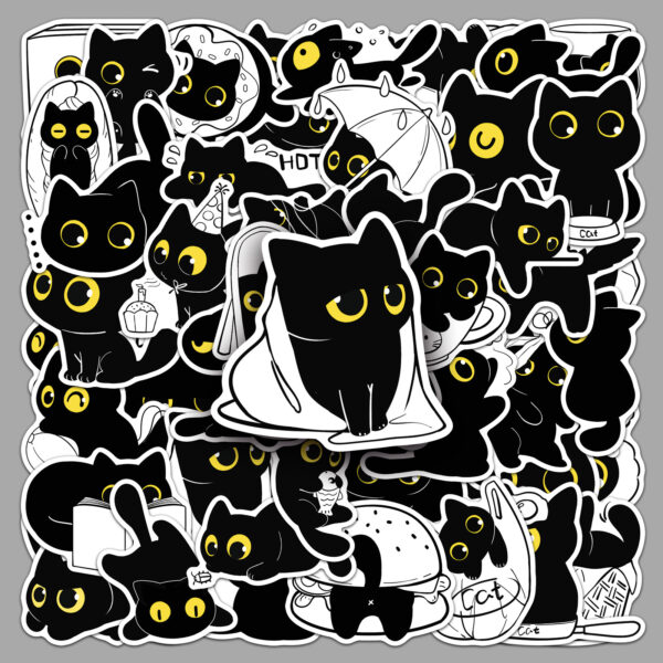 Wholesale 50 Cute Black Cat Stickers