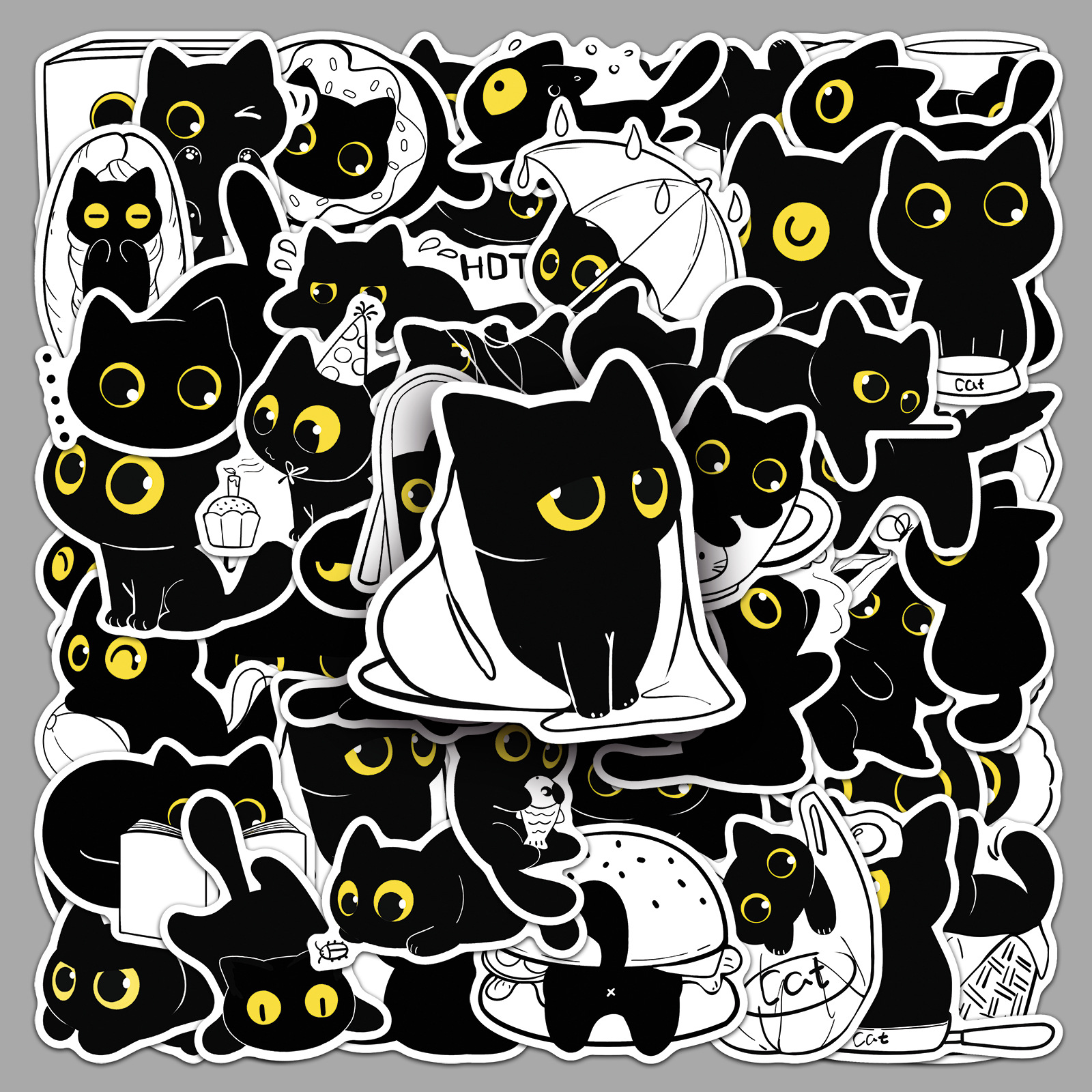 Wholesale 50 Cute Black Cat Stickers