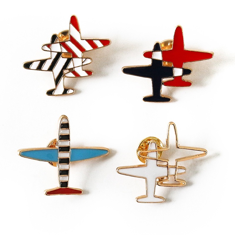 Wholesale Aircraft colored striped ip oil brooch