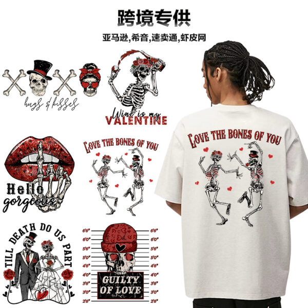 Wholesale Skeleton Valentine's Day UV DTF Ready to Press Transfers Wraps