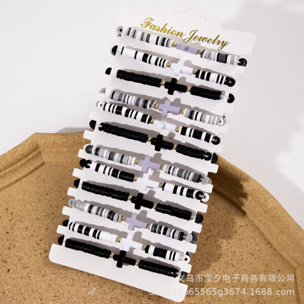 Wholesale Bohemian-style colorful polymer clay cross bracelet