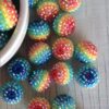 Wholesale 5pcs 22MM Rainbow Color Stripe Resin Beads Bubblegum Beads