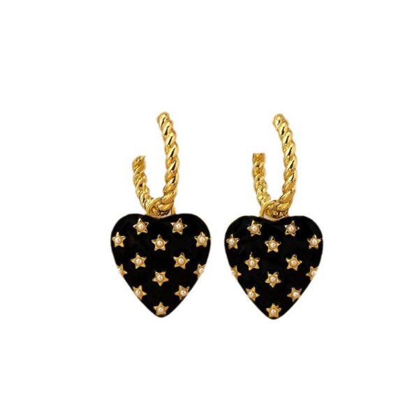Wholesale Black heart-shaped pearl earrings