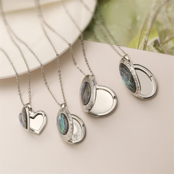 Wholesale Silver Round Natural Abalone Shell Pendant Necklace