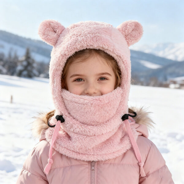 Wholesale Cute Little Bear Ear Protection and Neck Wrap Kids Winter Hat